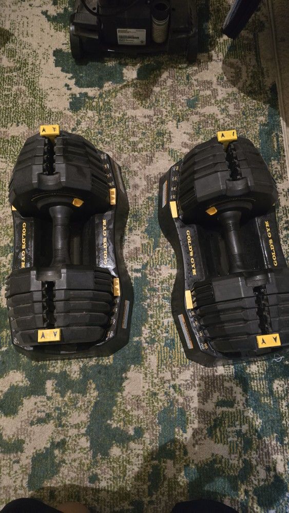 Gold's Weight Adjustable Dumbells - 55lbs Each