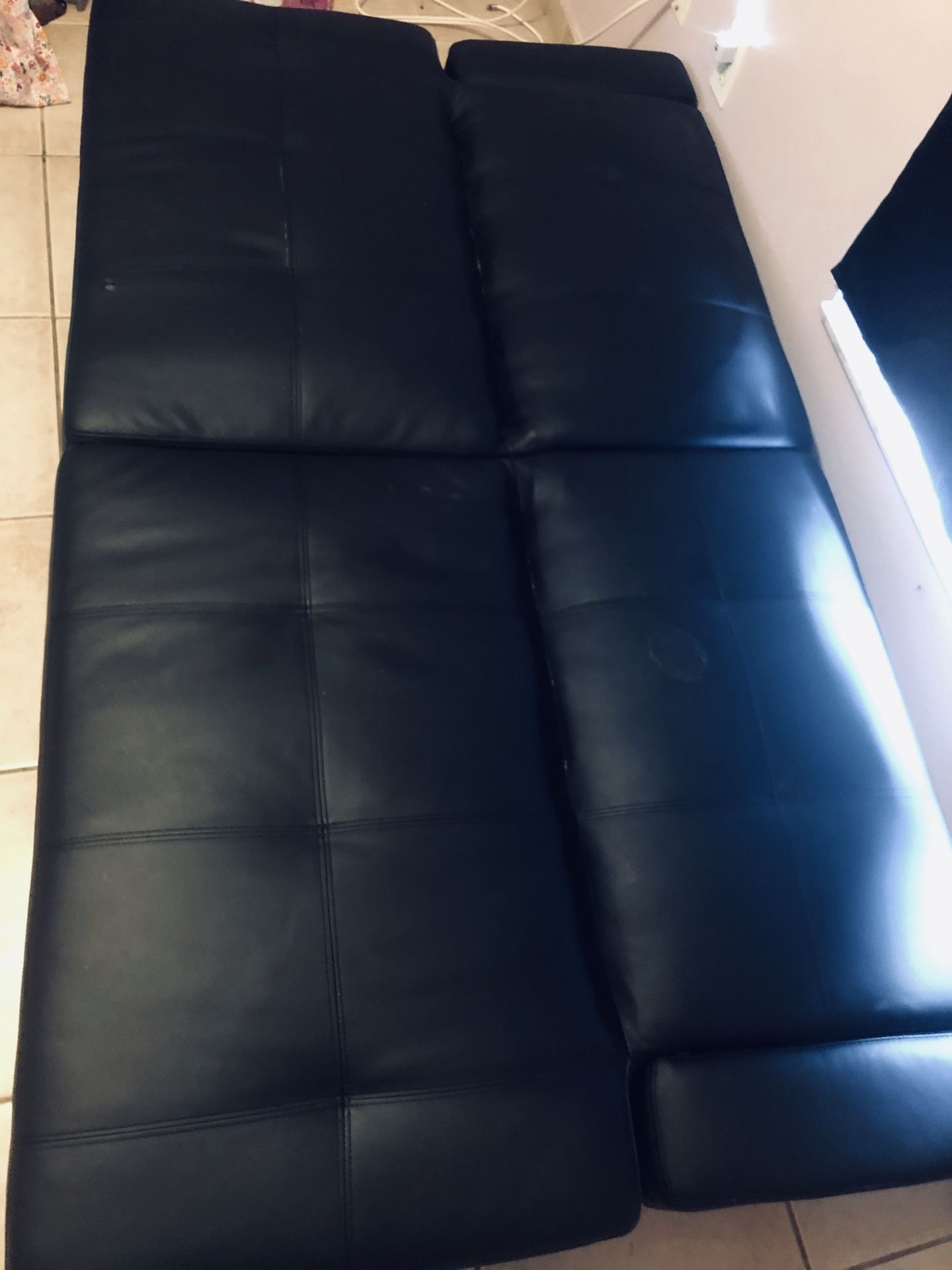 Black Leather Style Futon Bed