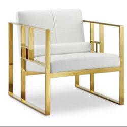 High end white and gold lounge chairs (2)