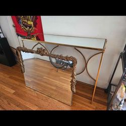 Glass Table With Antique Mirror 