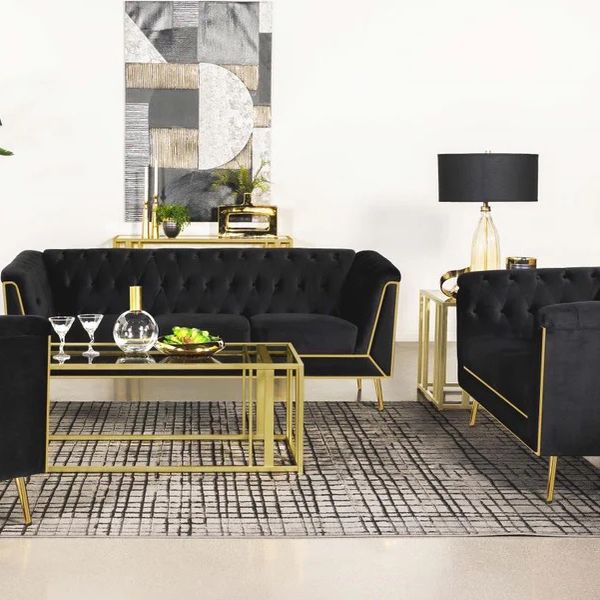 3PC Black Velvet Sofa, Loveseat & Chair 💥SPECIAL💥