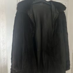 Real Mink Coat . Reversible Inner Is Leather Look 