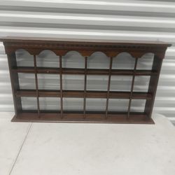 MCM Vintage Plate Tea Cup Tiered Wood Wall Rack Display Shelf Curio 36 x 20 . This well designed rack is Used in good condition with some cosmetic ble