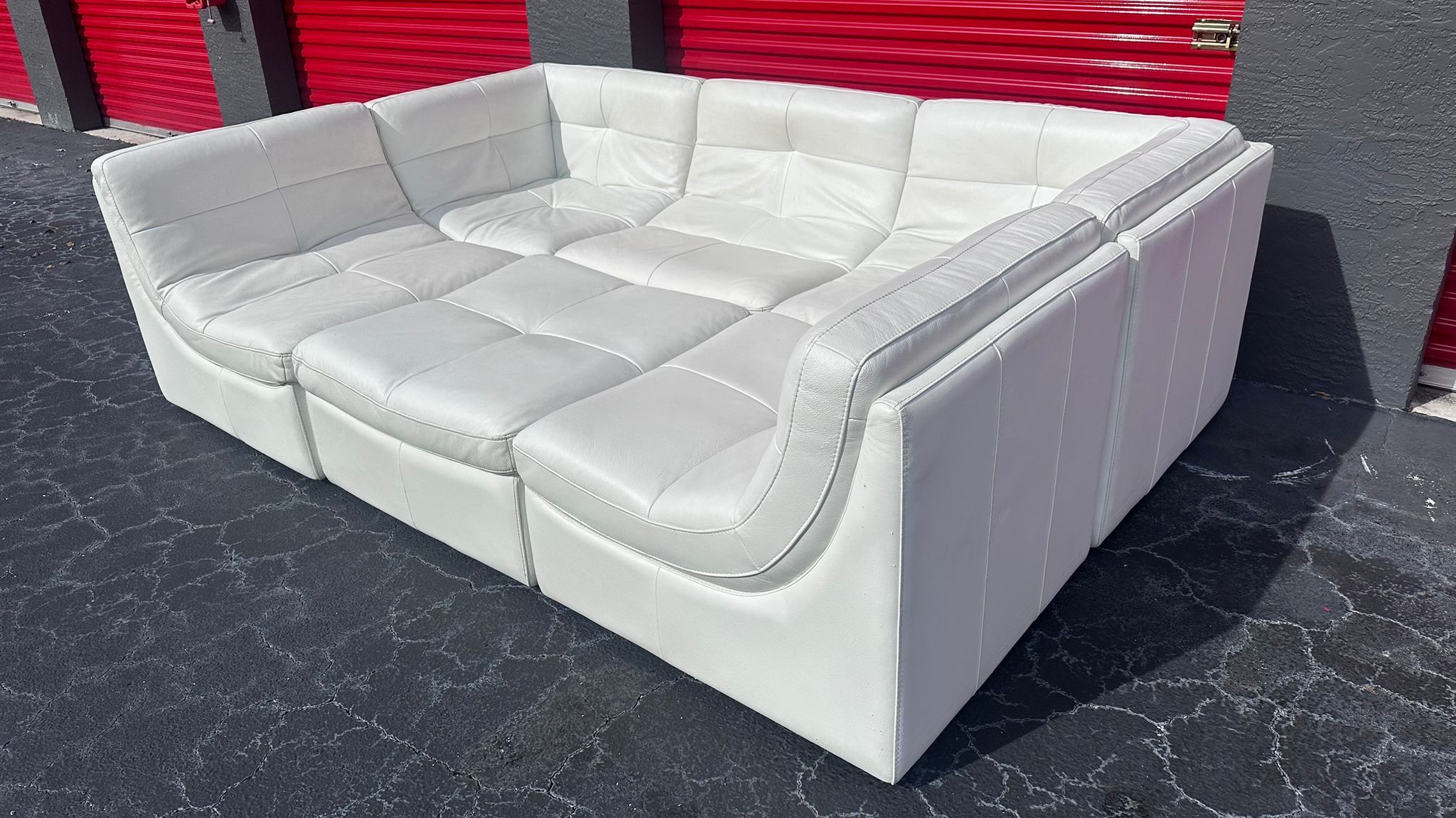 CHATEAU D’AX CONVO WHITE LEATHER MODULAR SECTIONAL SOFA by ZGALLERIE - delivery is negotiable