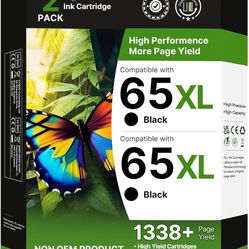 65XL for HP 65 Black Ink Cartridge High-Yield Replacement for HP Ink 65