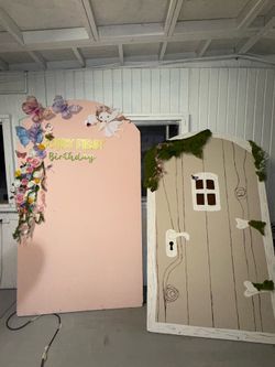 Fairy birthday backdrop arch