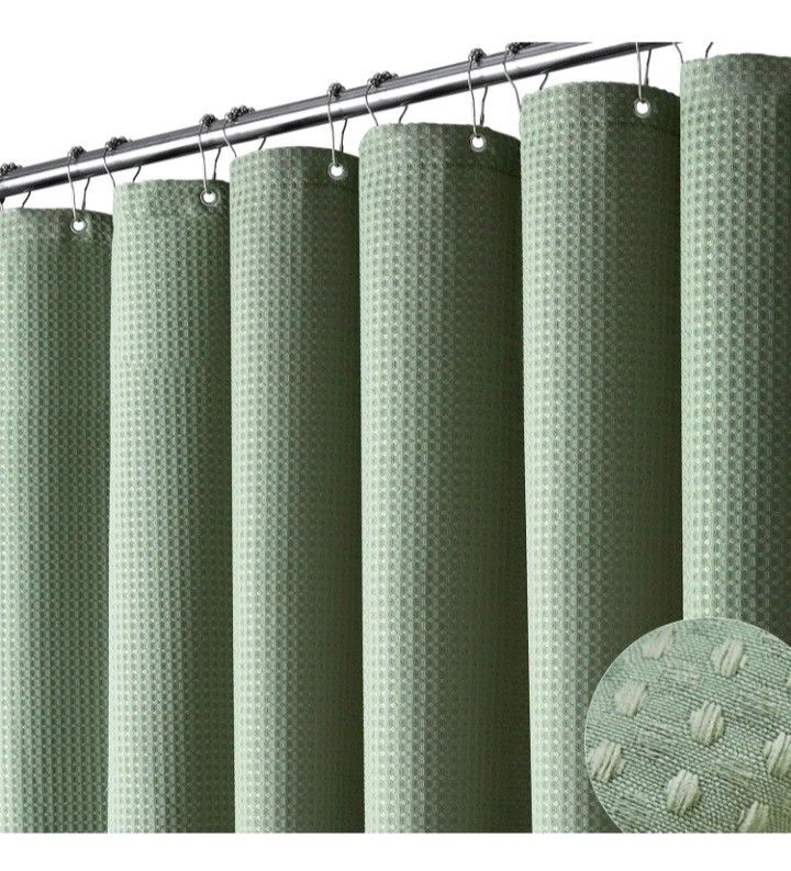 Dynamene 60 inch Stall Shower Curtain - Waffle Weave Heavy Duty Thick Fabric Shower Curtains for Bathroom,Weighted Hotel Spa Luxury Cloth Bath Curtain