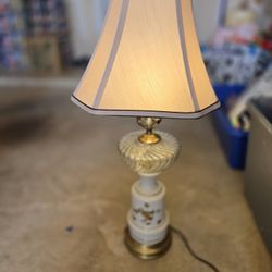 Vintage Porcelain Gold Rose Glass Lamp