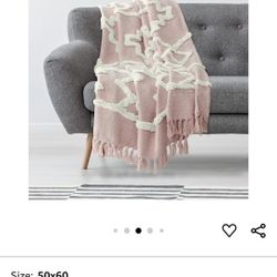 Pink Cotton Throw 100% Cotton Size 60× 50