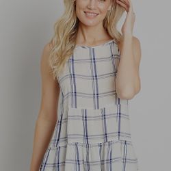 Maurices White Plaid Babydoll Tank Top