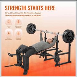 Weight Bench 600lbs Adjustable Workout Set   Home Gym  (Not included Dumbbell Plates & Barball) C-8