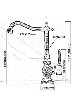 Black Oil Rubbed Brass Carved Kitchen Wet Bar Bathroom Vessel Sink Faucet fsf624