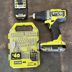 Ryobi Drill With Batteries And Accessories 