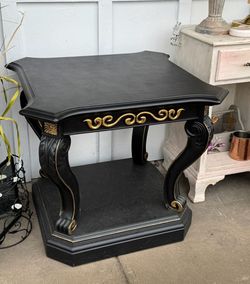 Black and Gold Ornate End Table