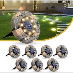 Solar Ground Lights Outdoor Decor  8 Pack
