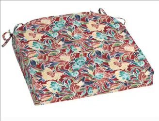 Hampton Bay 20 in. W x 20 in. D Universal Outdoor Seat Pad in Chili Floral