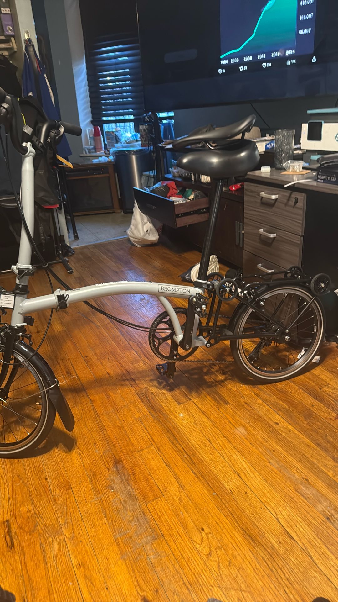 brompton 11 speed. p line bike with rack