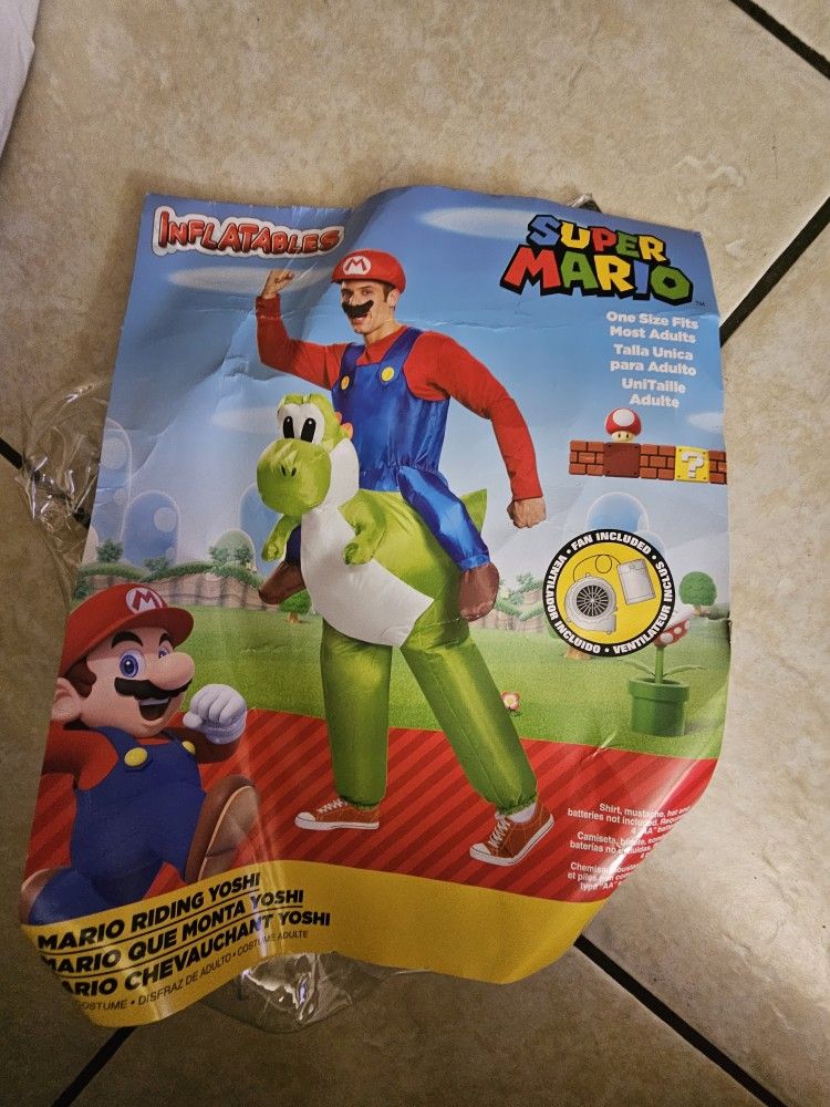 Adult Super Mario Bros Mario Ride On Yoshi Inflatable Costume | Video Game Riding On Costume for Men & Women
