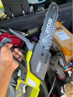 Ryobi 10 in Corded Electric Chainsaw w/ Chain Brake, Green/Black