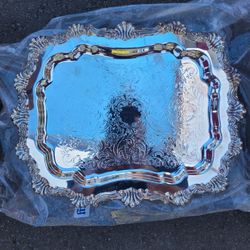 😲 F.B. Rogers 6720 Victorian Style Silver Plated footed tray platter. 😲