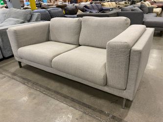 IKEA Nockeby Modern Woven Tweed 2 Seat Sofa with Cushioned Sides and Chrome Feet