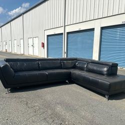 Leather Black Sectional Couch.