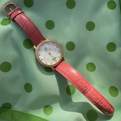 Pink Leather Quartz Watch