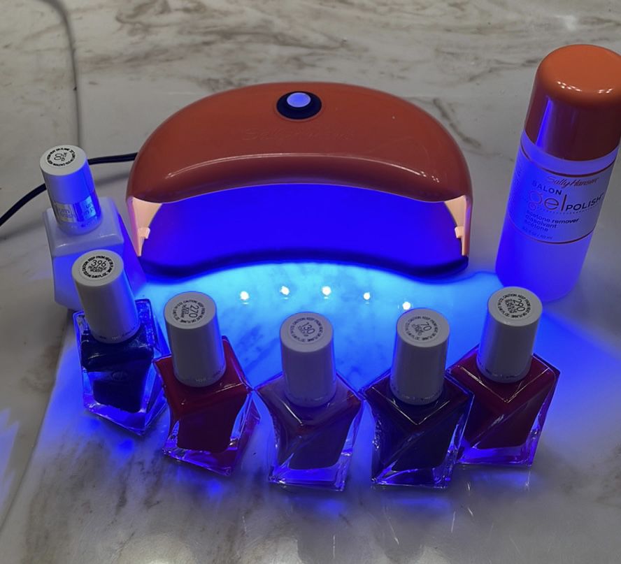 Gel Nail Set With Lamp Top Coat And 6 Colors