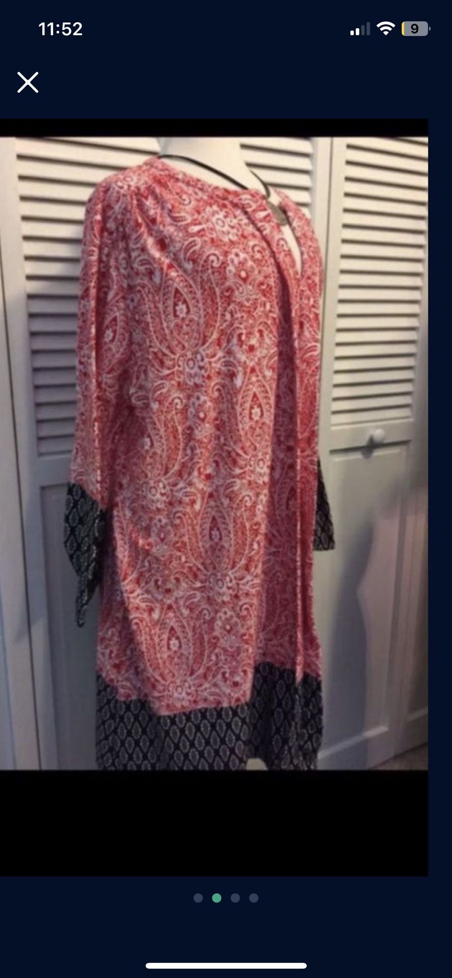 Reborn women's red white and black paisley/floral design dress 👗 size 2X/18/20