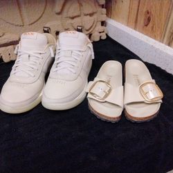 Men's Nikes Book, Women's Birkenstock Sandals