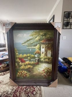 Large Hand-Painted Oil Painting – Framed Wall Art