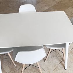 White Dining Table & Chairs Set Of 4