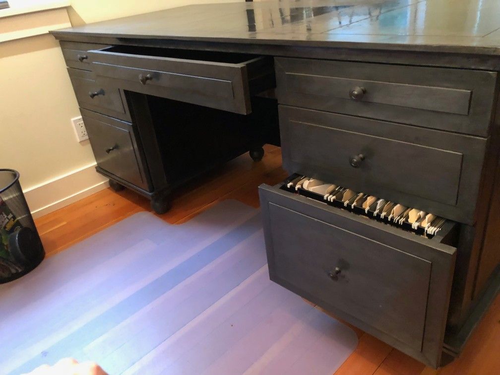 Restoration Hardware Annecy Metal - Wrapped 68" OFFICE DESK