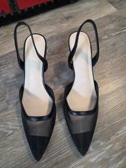 Black Mesh Slingback Heels – Size 11