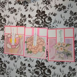 Beautiful Handmade Pink A2 Size Cards With Envelopes