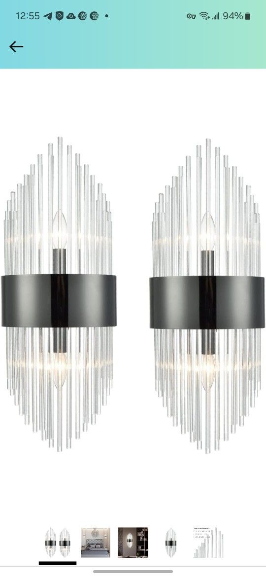 Mid Century Elegant Wall Light Modern Glass Rod Sconces for...
