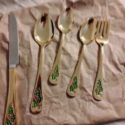 Five Piece Christmas Cutlery 