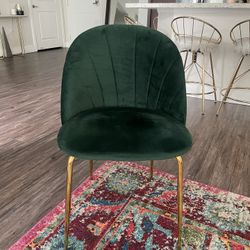 Green Velvet Mid Century Classic End/Side/Desk Chair