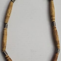 Wooden Bead Choker Necklace 