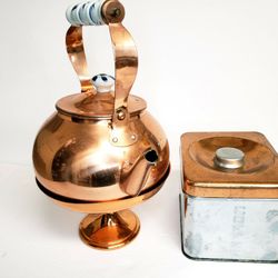 Vintage Tea Kettle Stand And COFFEE TIN