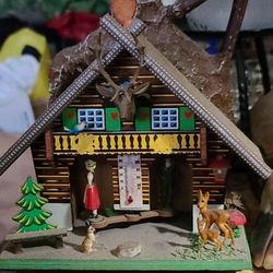 Deluxe Rare Toggili West German Wooden HUNTER'S WEATHER HOUSE Loaded w/Details