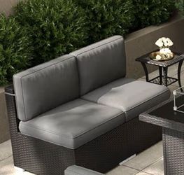 Two Armless Sectional Pieces and End Table