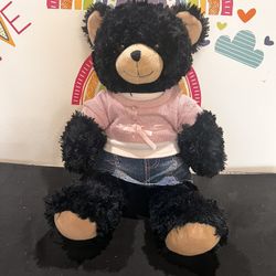BUILD A BEAR ! 16 INCH  BLACK AND TAN BEAR WITH OUTFIT