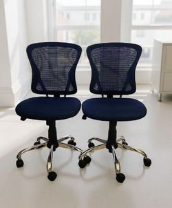 Navy Blue Mesh Mid-Back Armless Office Chairs (Brenton Studio) [Set of 2]

