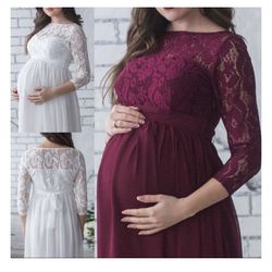 Bagilaanoe Pregnant Women’s Lace Maternity Dress Maxi Gown/ Vestido Para Embarazada