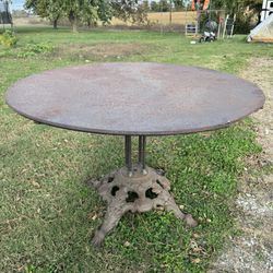 Antique French Iron Table with Cast Iron Base, circa 1890