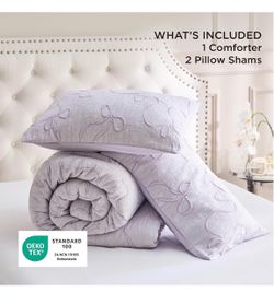 Bedsure Comforter Set bow with 2 Pillow Shams 82x88