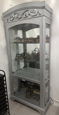 Silver Display Cabinet/ Curio with Lights
