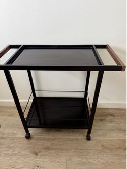 Black Bar Cart, Glass Shelves