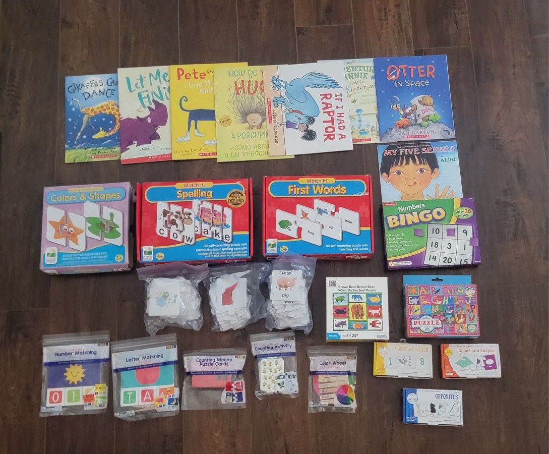 Books, puzzles and learning cards